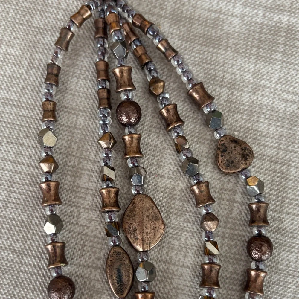 Chic Multi-Strand Bronze Necklace - Picture 4 of 6